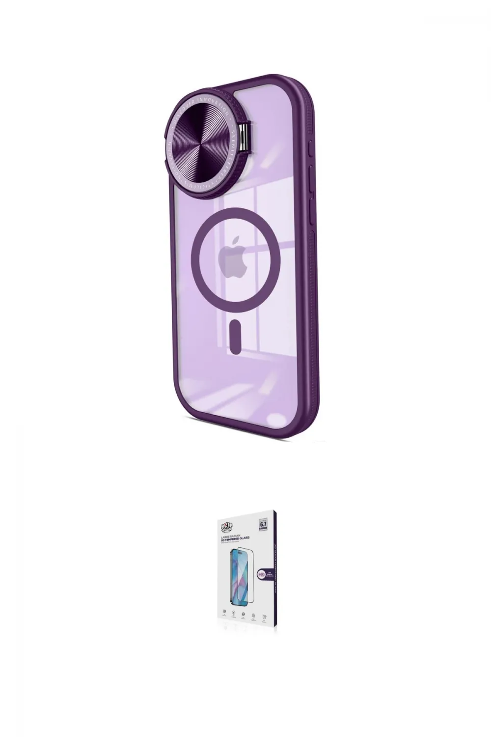 ieg™ iPhone 15 Pro Kılıf Kıvılcım Modern Koleksiyonu - Siyah Bilvis 0.18mm Plus Cam Ekran Koruyucu
