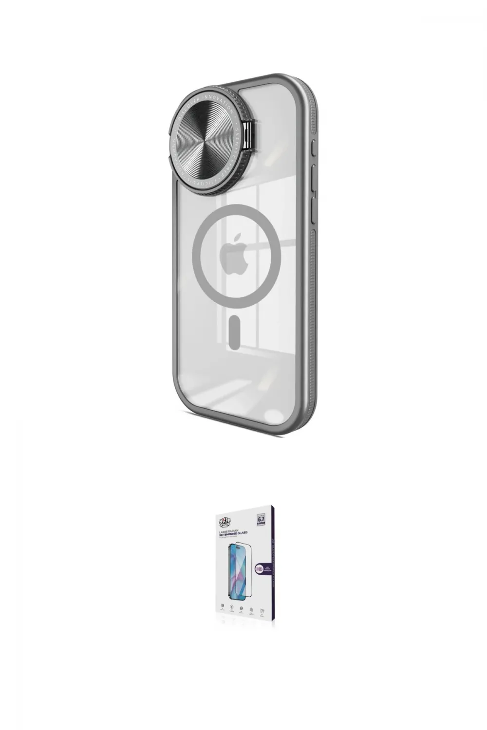 ieg™ iPhone 15 Pro Kılıf Kıvılcım Modern Koleksiyonu - Siyah Bilvis 0.18mm Plus Cam Ekran Koruyucu