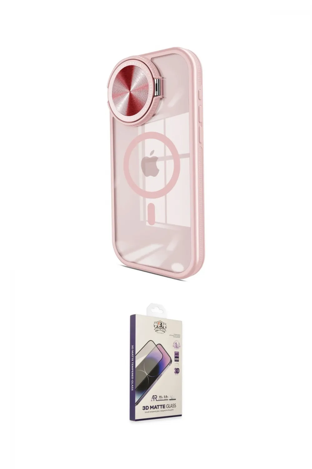 ieg™ iPhone 15 Pro Kılıf Kıvılcım Modern Koleksiyonu - Siyah Bilvis 3D Mat Cam Ekran Koruyucu