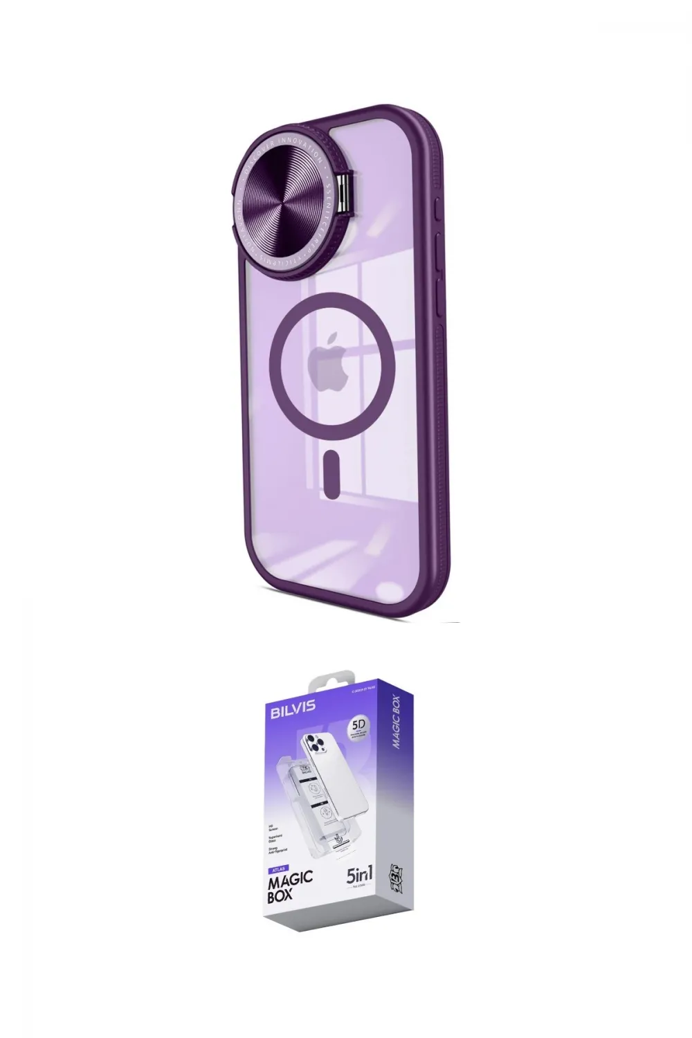 ieg™ iPhone 15 Pro Kılıf Kıvılcım Modern Koleksiyonu - Siyah Bilvis 5in1 3D Magic Cam Ekran Koruyucu