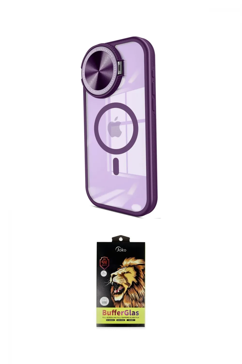 ieg™ iPhone 15 Pro Kılıf Kıvılcım Modern Koleksiyonu - Siyah Buffer Cam Ekran Koruyucu
