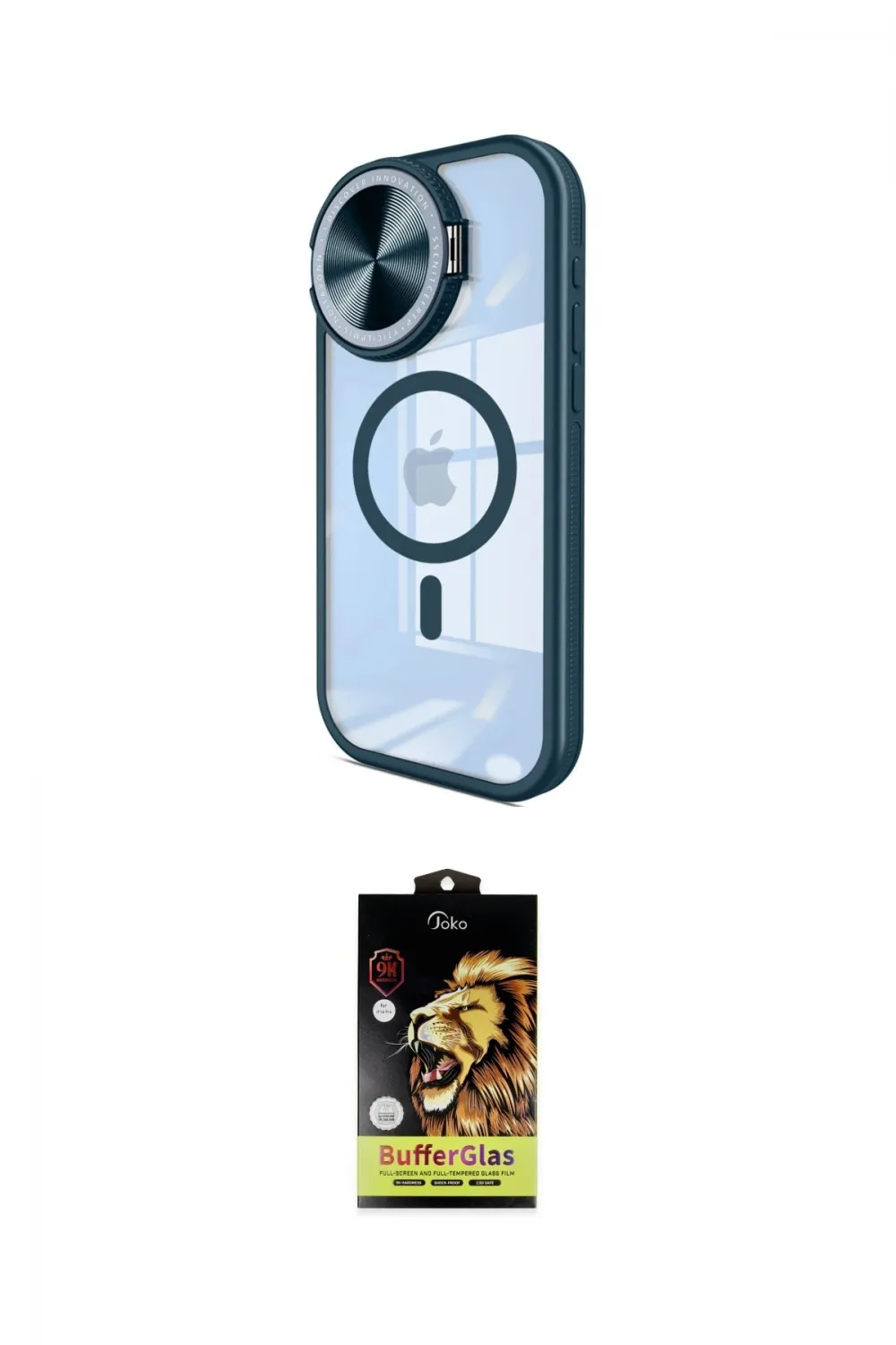 ieg™ iPhone 15 Pro Kılıf Kıvılcım Modern Koleksiyonu - Siyah Buffer Cam Ekran Koruyucu