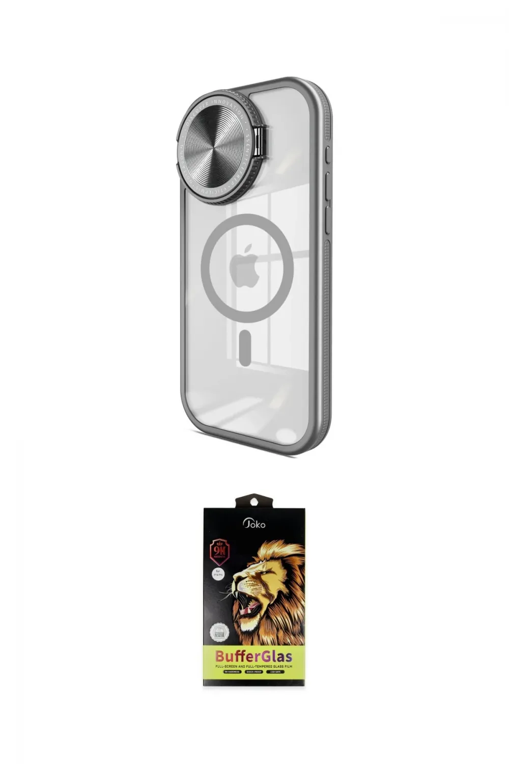 ieg™ iPhone 15 Pro Kılıf Kıvılcım Modern Koleksiyonu - Siyah Buffer Cam Ekran Koruyucu