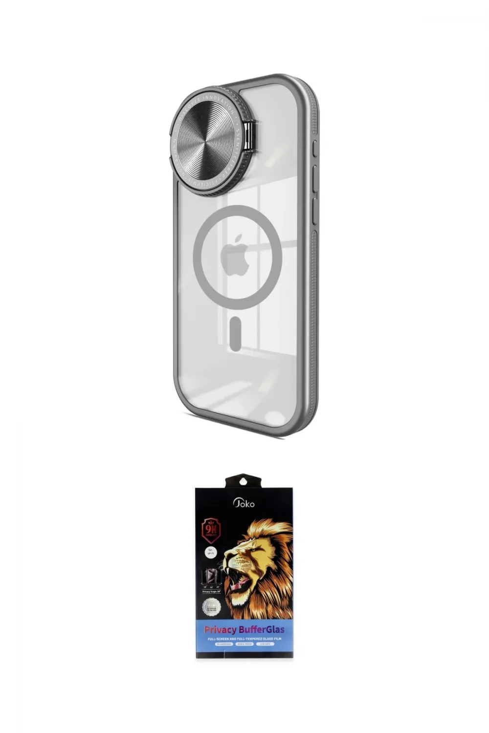 ieg™ iPhone 15 Pro Kılıf Kıvılcım Modern Koleksiyonu - Siyah Buffer Hayalet Cam Ekran Koruyucu