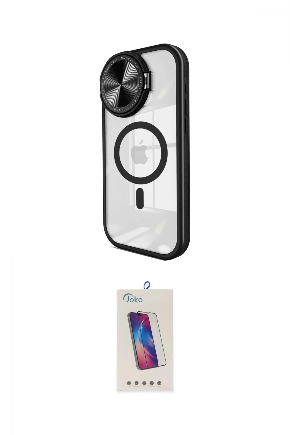 ieg™ iPhone 15 Pro Kılıf Kıvılcım Modern Koleksiyonu - Siyah Joko 5D Cam