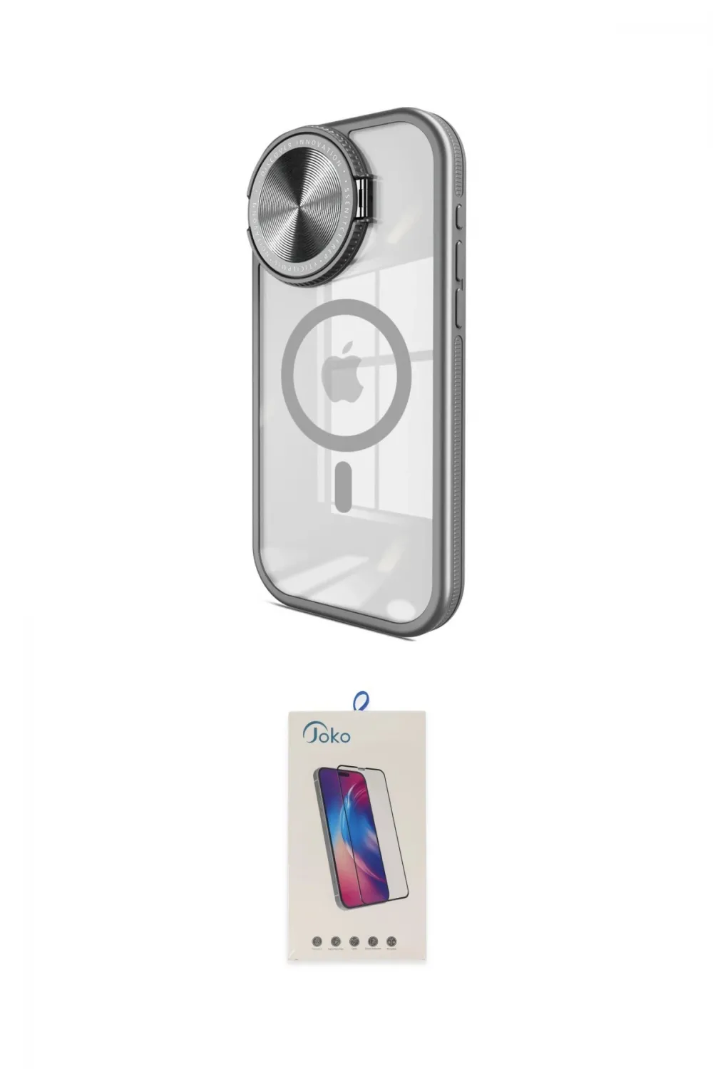 ieg™ iPhone 15 Pro Kılıf Kıvılcım Modern Koleksiyonu - Siyah Joko 5D Cam