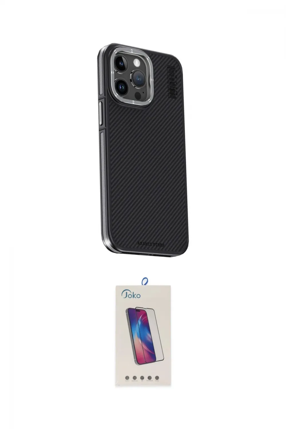 ieg™ iPhone 15 Pro Kılıf Kıvılcım Modern Özel Seri - Siyah Joko 5D Cam