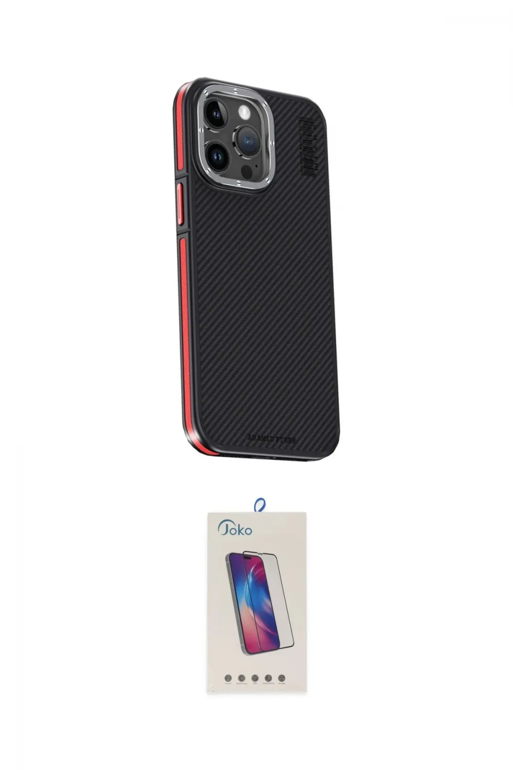 ieg™ iPhone 15 Pro Kılıf Kıvılcım Modern Özel Seri - Siyah Joko 5D Cam