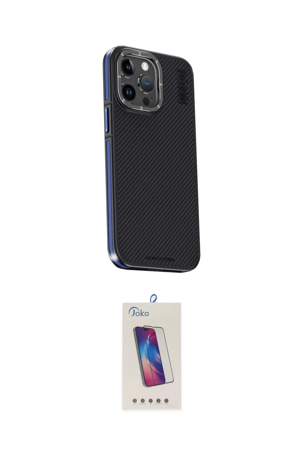 ieg™ iPhone 15 Pro Kılıf Kıvılcım Modern Özel Seri - Siyah Joko 5D Cam