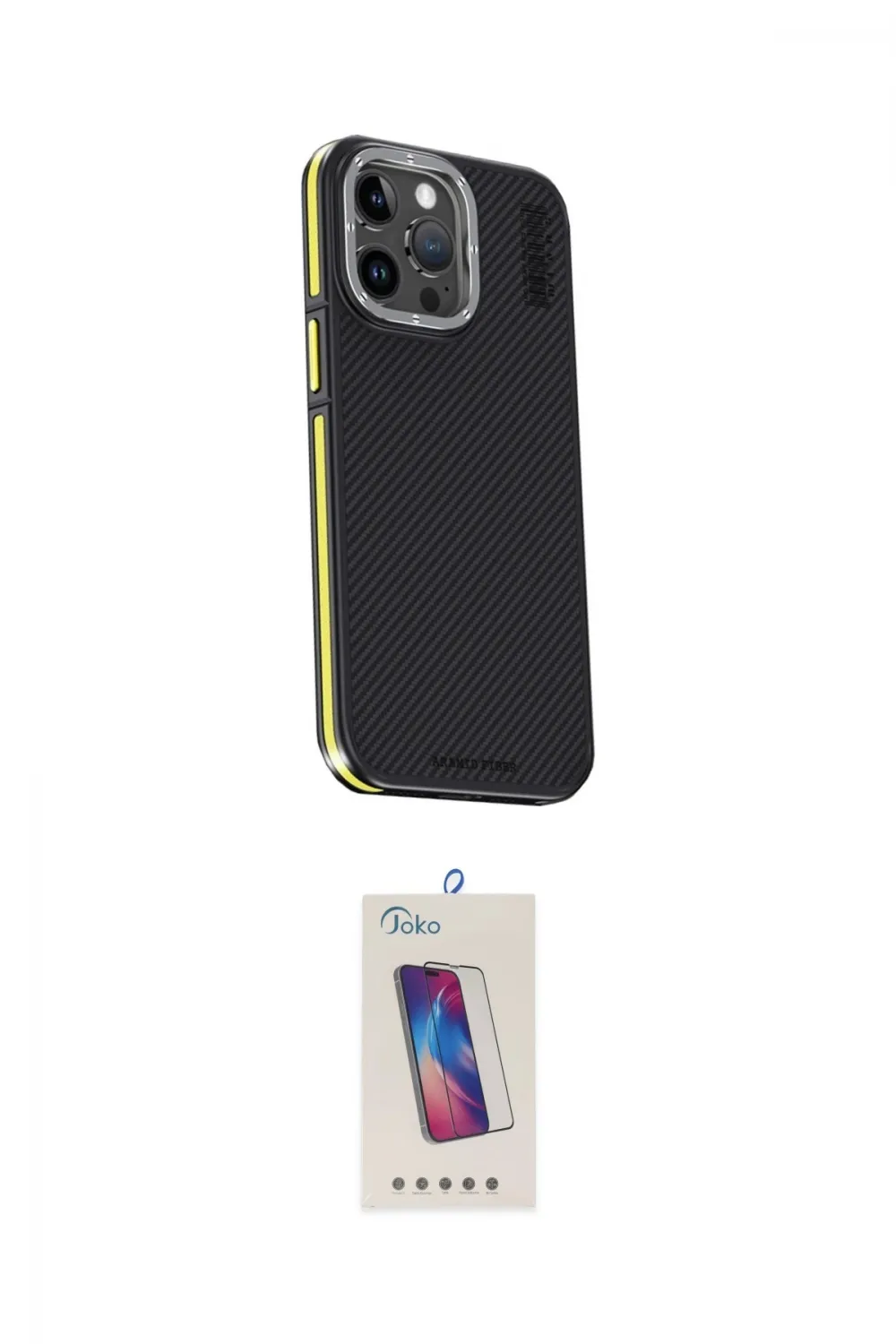 ieg™ iPhone 15 Pro Kılıf Kıvılcım Modern Özel Seri - Siyah Joko 5D Cam