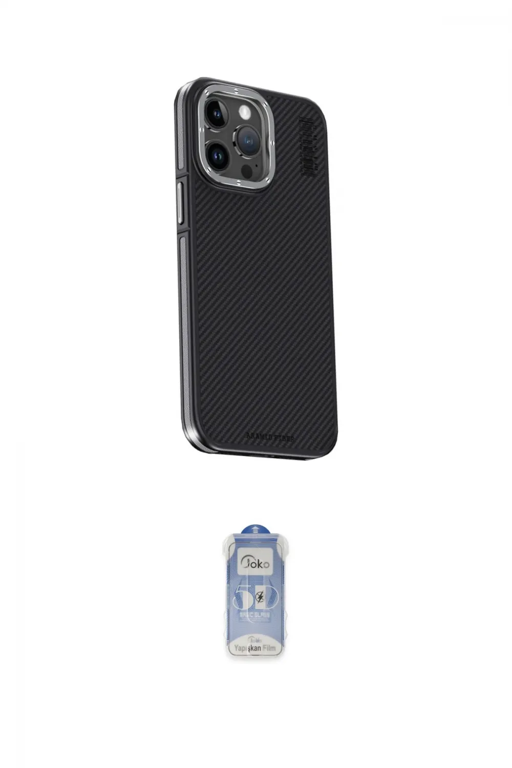 ieg™ iPhone 15 Pro Kılıf Kıvılcım Modern Özel Seri - Siyah Joko Magic 5D Cam