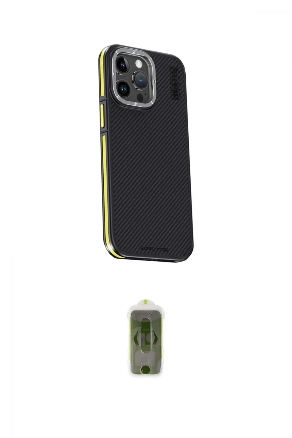 ieg™ iPhone 15 Pro Kılıf Kıvılcım Modern Özel Seri - Siyah Joko Magic 5D Hayalet Cam