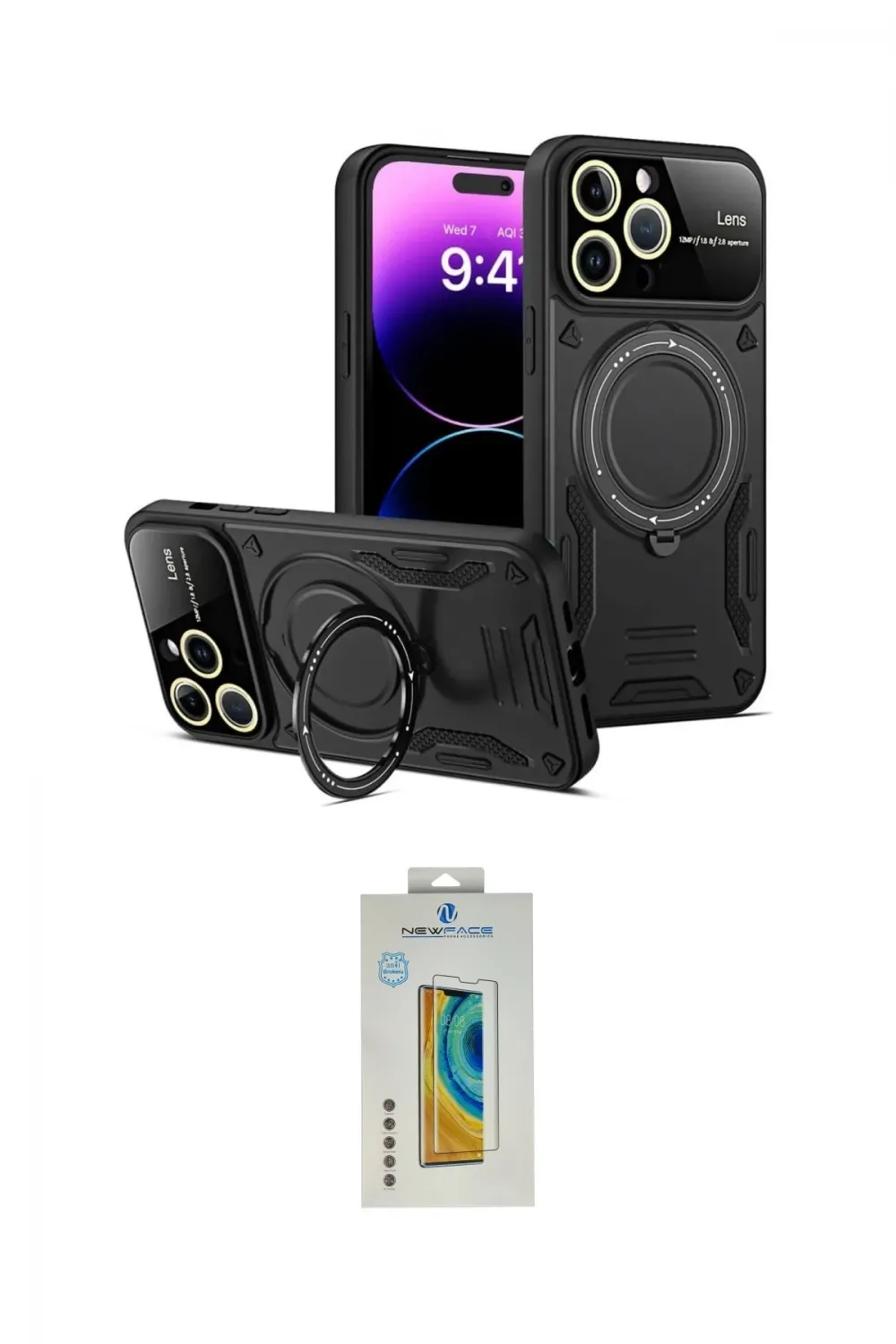 ieg™ iPhone 15 Pro Kılıf Kıvılcım Modern Serisi - Siyah Polymer Nano Ekran Koruyucu
