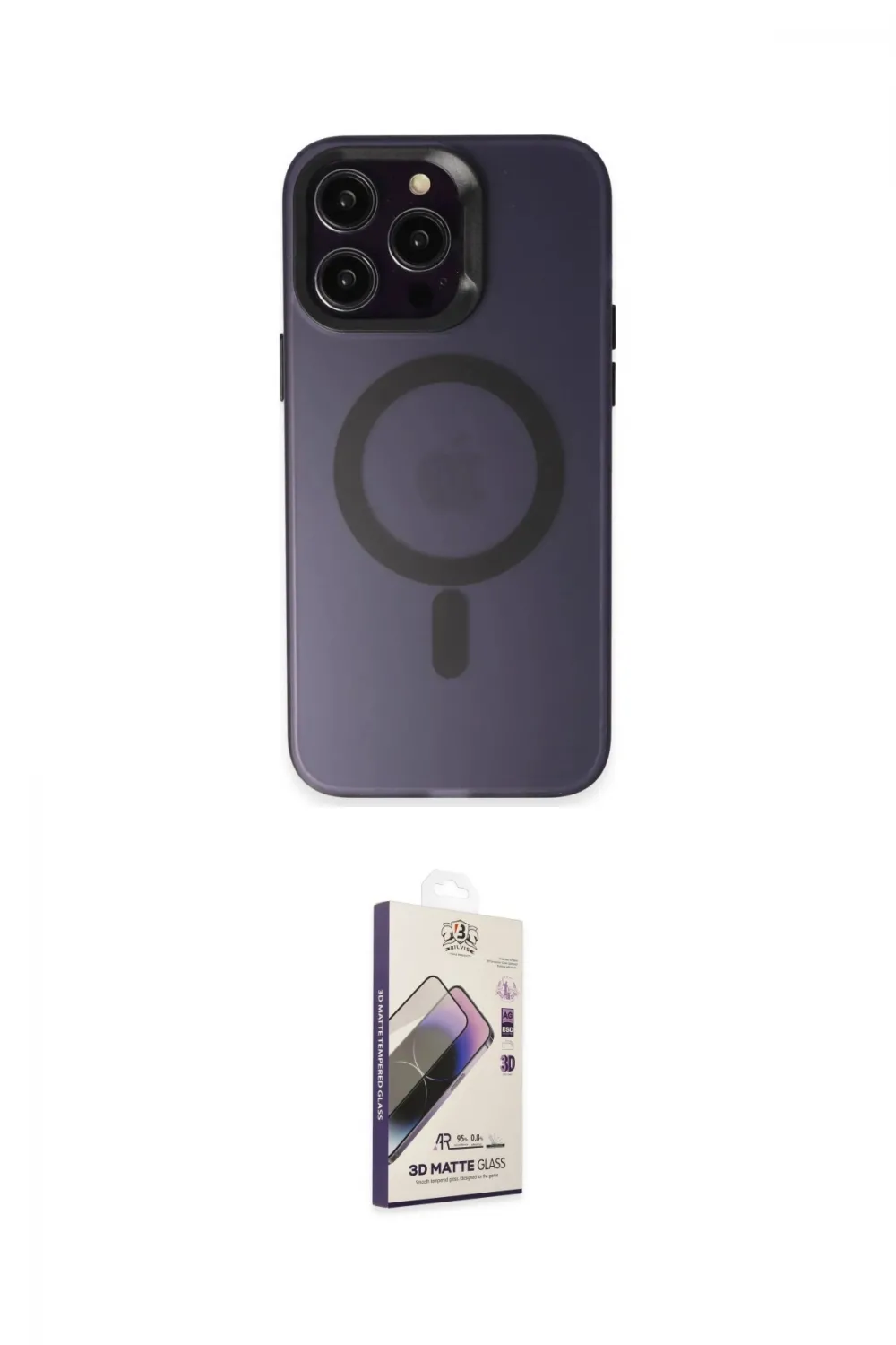 ieg™ iPhone 15 Pro Kılıf Kozmos Çizgi Prime - Siyah Bilvis 3D Mat Cam Ekran Koruyucu