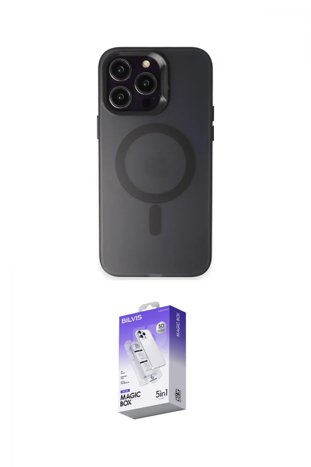 ieg™ iPhone 15 Pro Kılıf Kozmos Çizgi Prime - Siyah Bilvis 5in1 3D Magic Cam Ekran Koruyucu