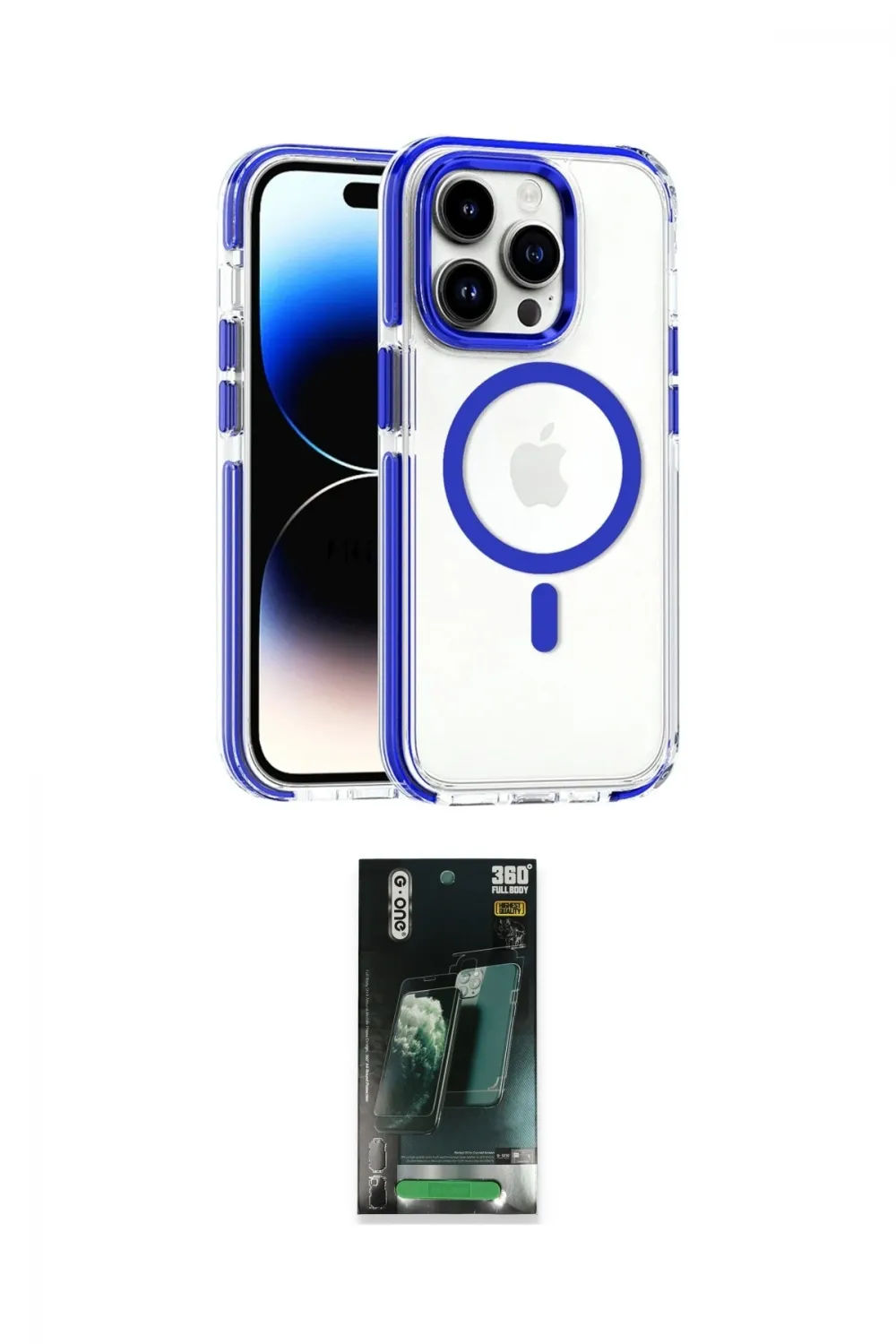 ieg™ iPhone 15 Pro Kılıf Kozmos Doku Koleksiyonu - Şeffaf 360 Full Body Arka Koruyucu
