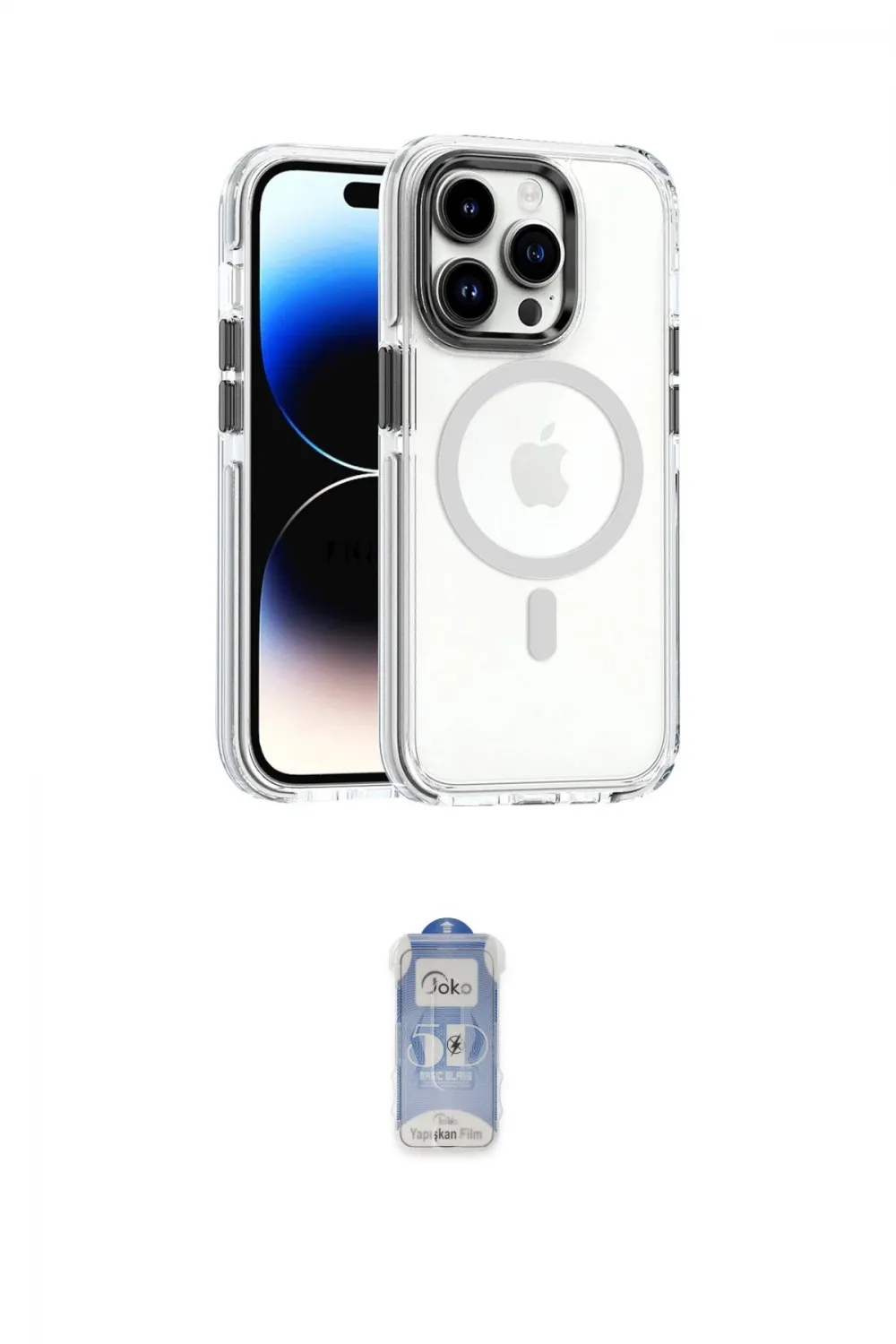 ieg™ iPhone 15 Pro Kılıf Kozmos Doku Koleksiyonu - Siyah Joko Magic 5D Cam