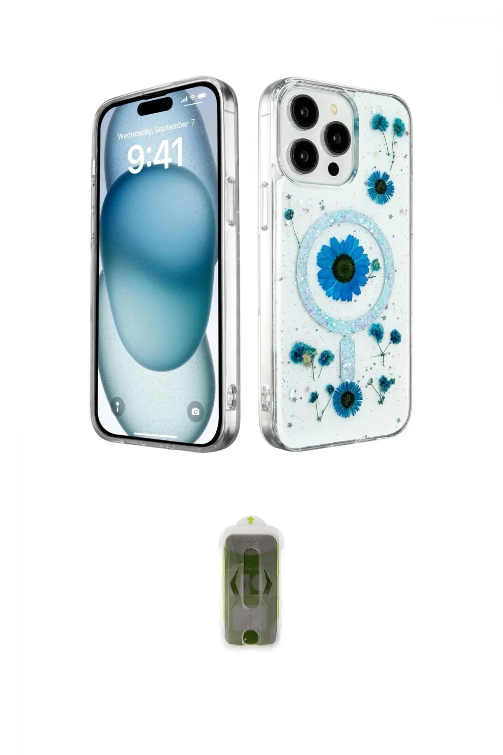 ieg™ iPhone 15 Pro Kılıf Kozmos Doku - Siyah Joko Magic 5D Hayalet Cam