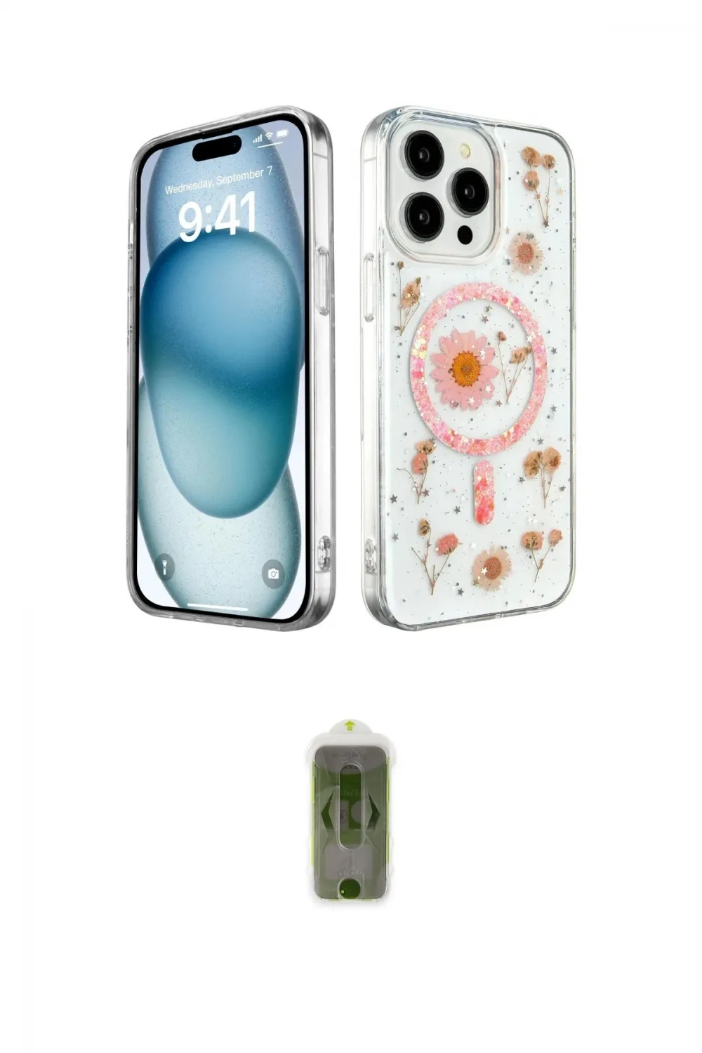 ieg™ iPhone 15 Pro Kılıf Kozmos Doku - Siyah Joko Magic 5D Hayalet Cam