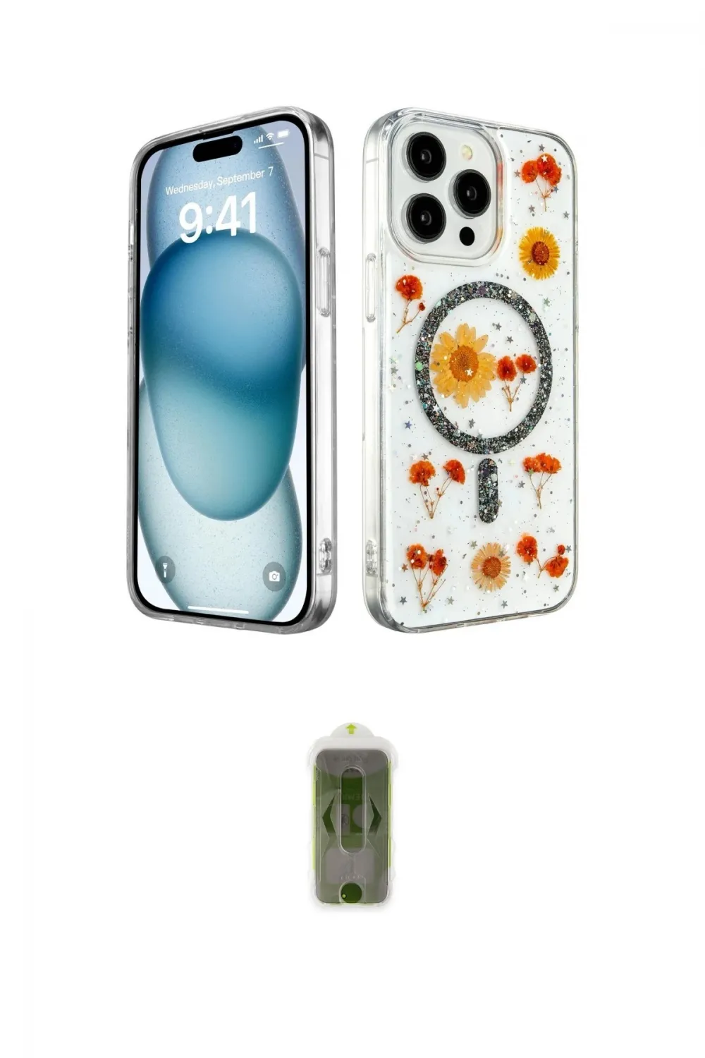 ieg™ iPhone 15 Pro Kılıf Kozmos Doku - Siyah Joko Magic 5D Hayalet Cam
