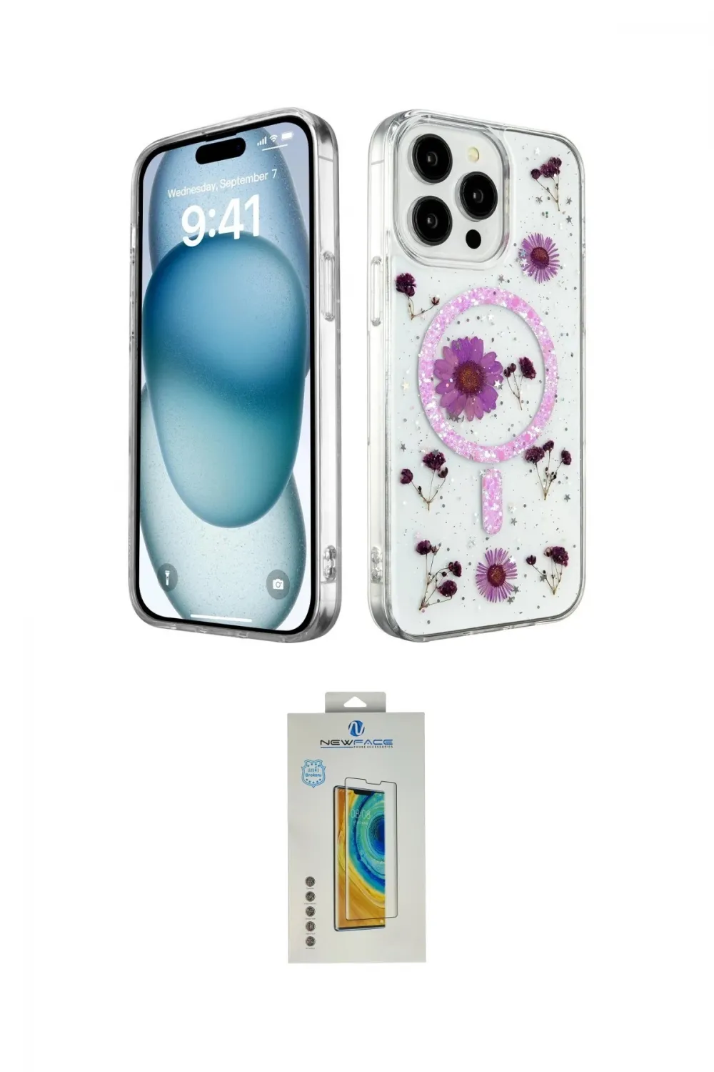 ieg™ iPhone 15 Pro Kılıf Kozmos Doku - Siyah Polymer Nano Ekran Koruyucu