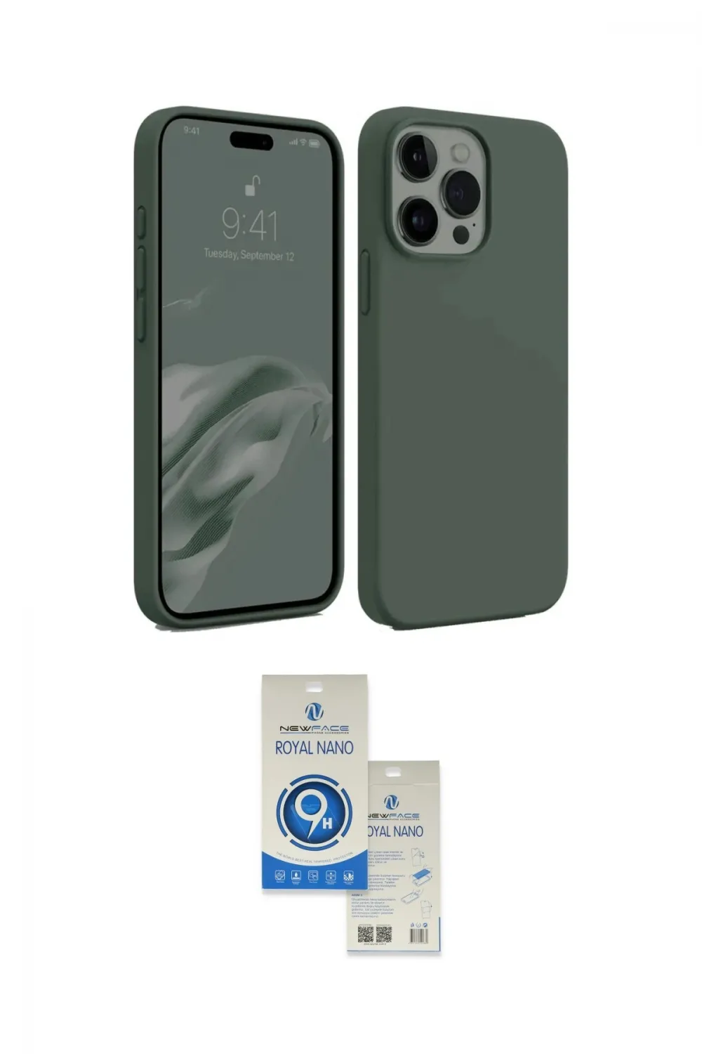 ieg™ iPhone 15 Pro Kılıf Kozmos Yansıma Özel Seri - Şeffaf Royal Nano Ekran Koruyucu