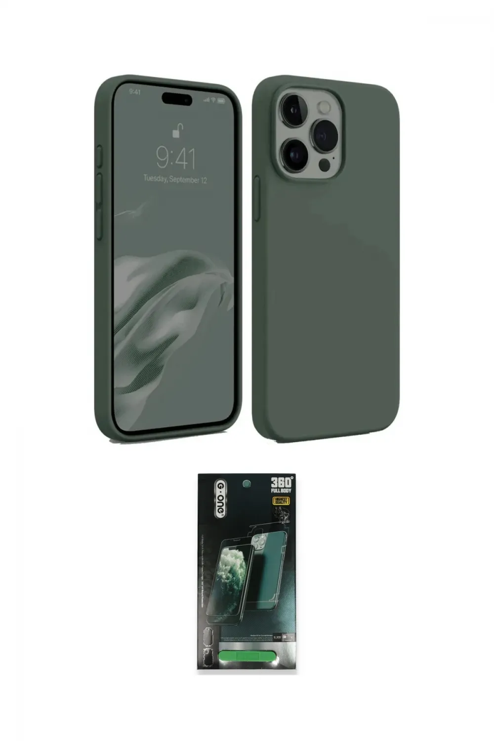 ieg™ iPhone 15 Pro Kılıf Kozmos Yansıma Özel Seri - Siyah 360 Mat Full Body Arka Koruyucu