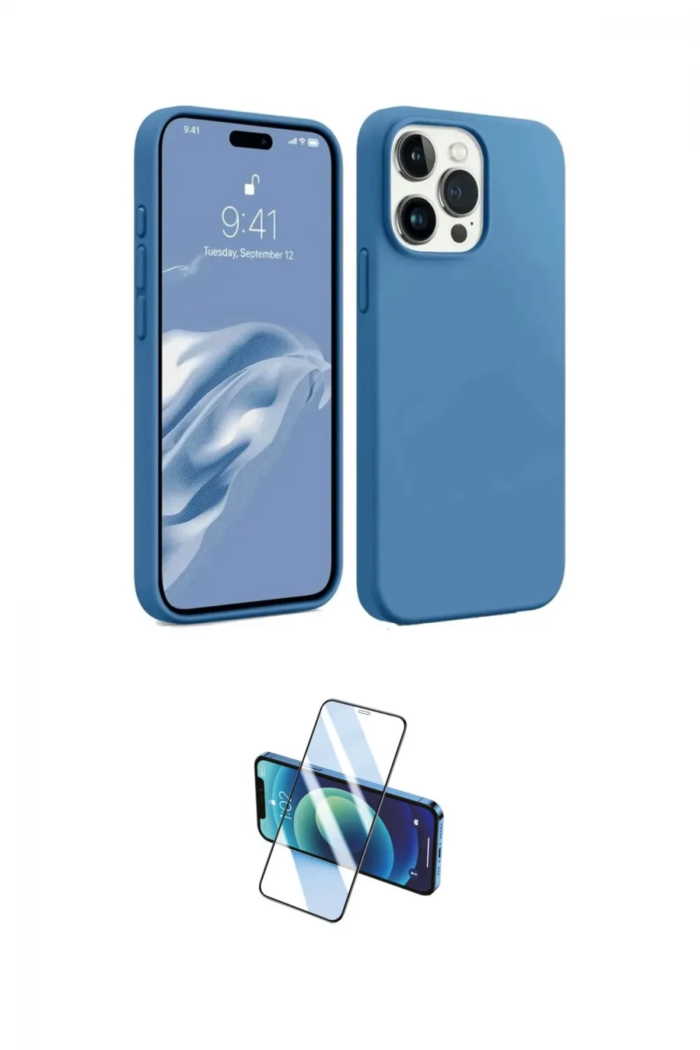 ieg™ iPhone 15 Pro Kılıf Kozmos Yansıma Özel Seri - Siyah 3D Antistatik Cam Ekran Koruyucu