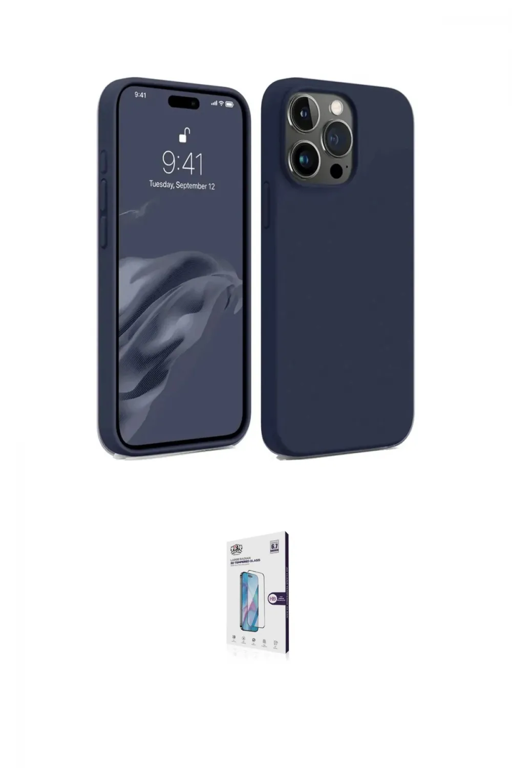 ieg™ iPhone 15 Pro Kılıf Kozmos Yansıma Özel Seri - Siyah Bilvis 0.18mm Plus Cam Ekran Koruyucu