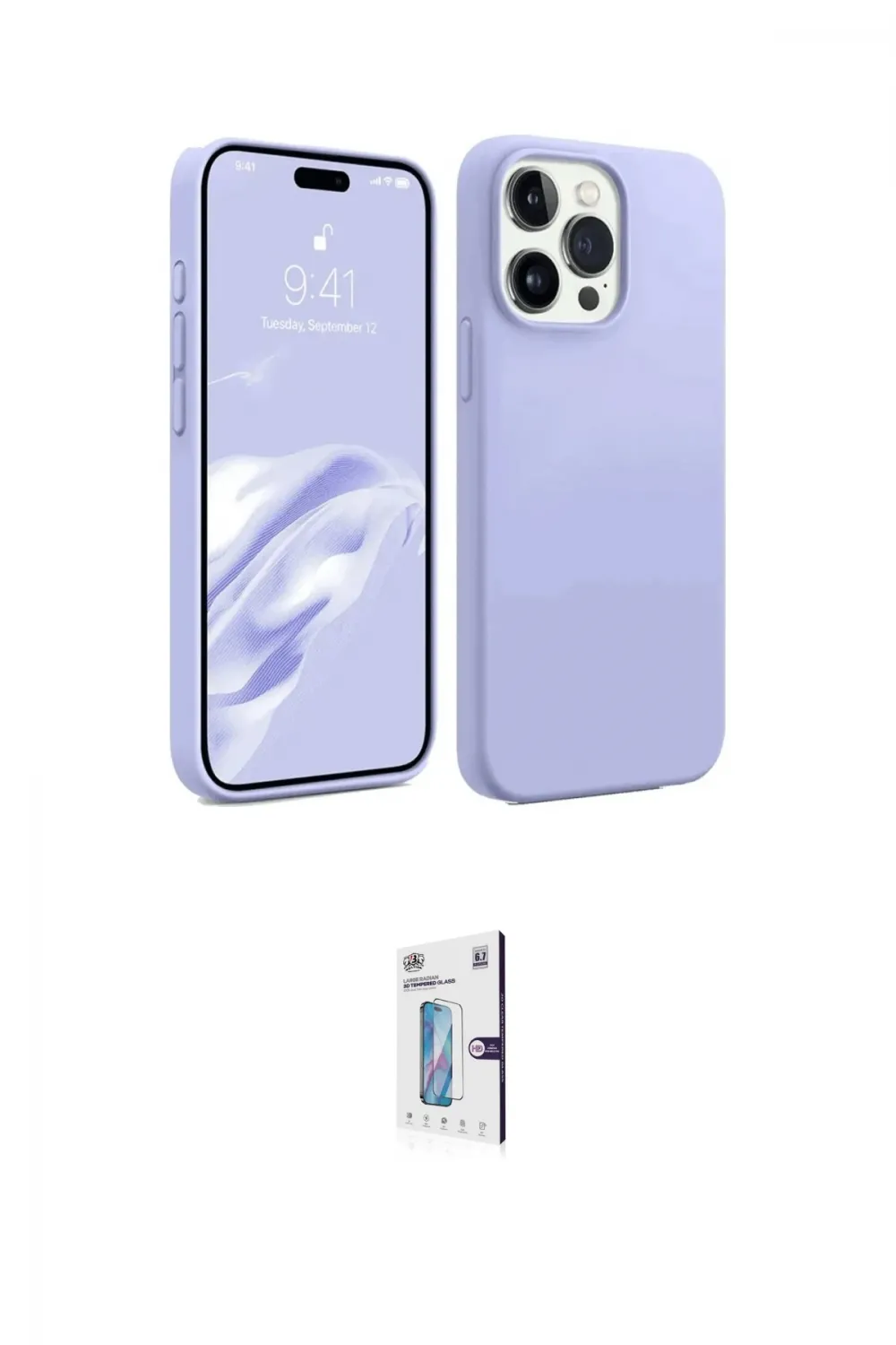 ieg™ iPhone 15 Pro Kılıf Kozmos Yansıma Özel Seri - Siyah Bilvis 0.18mm Plus Cam Ekran Koruyucu