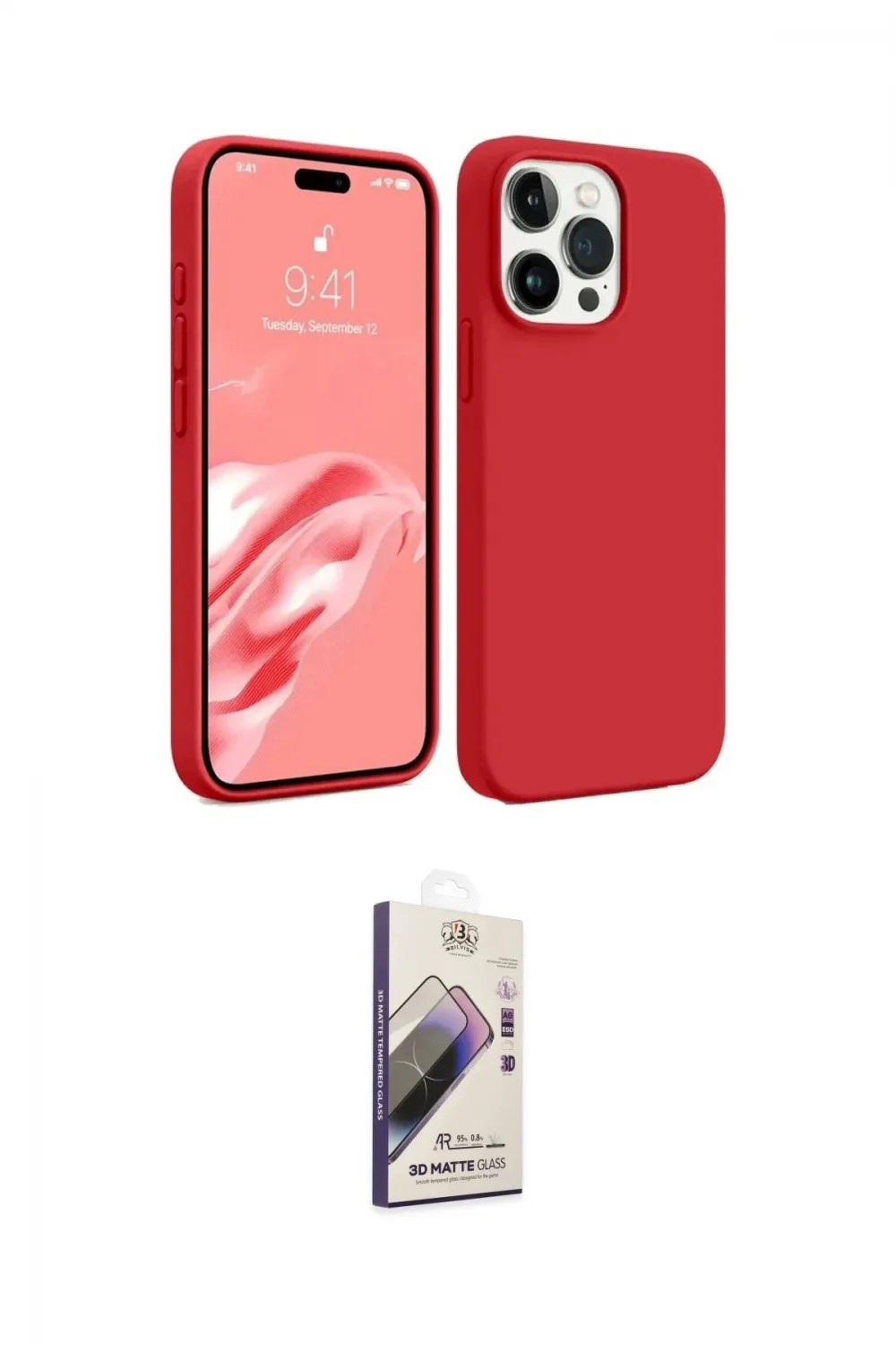 ieg™ iPhone 15 Pro Kılıf Kozmos Yansıma Özel Seri - Siyah Bilvis 3D Mat Cam Ekran Koruyucu