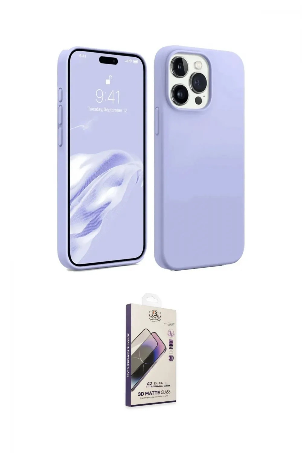 ieg™ iPhone 15 Pro Kılıf Kozmos Yansıma Özel Seri - Siyah Bilvis 3D Mat Cam Ekran Koruyucu