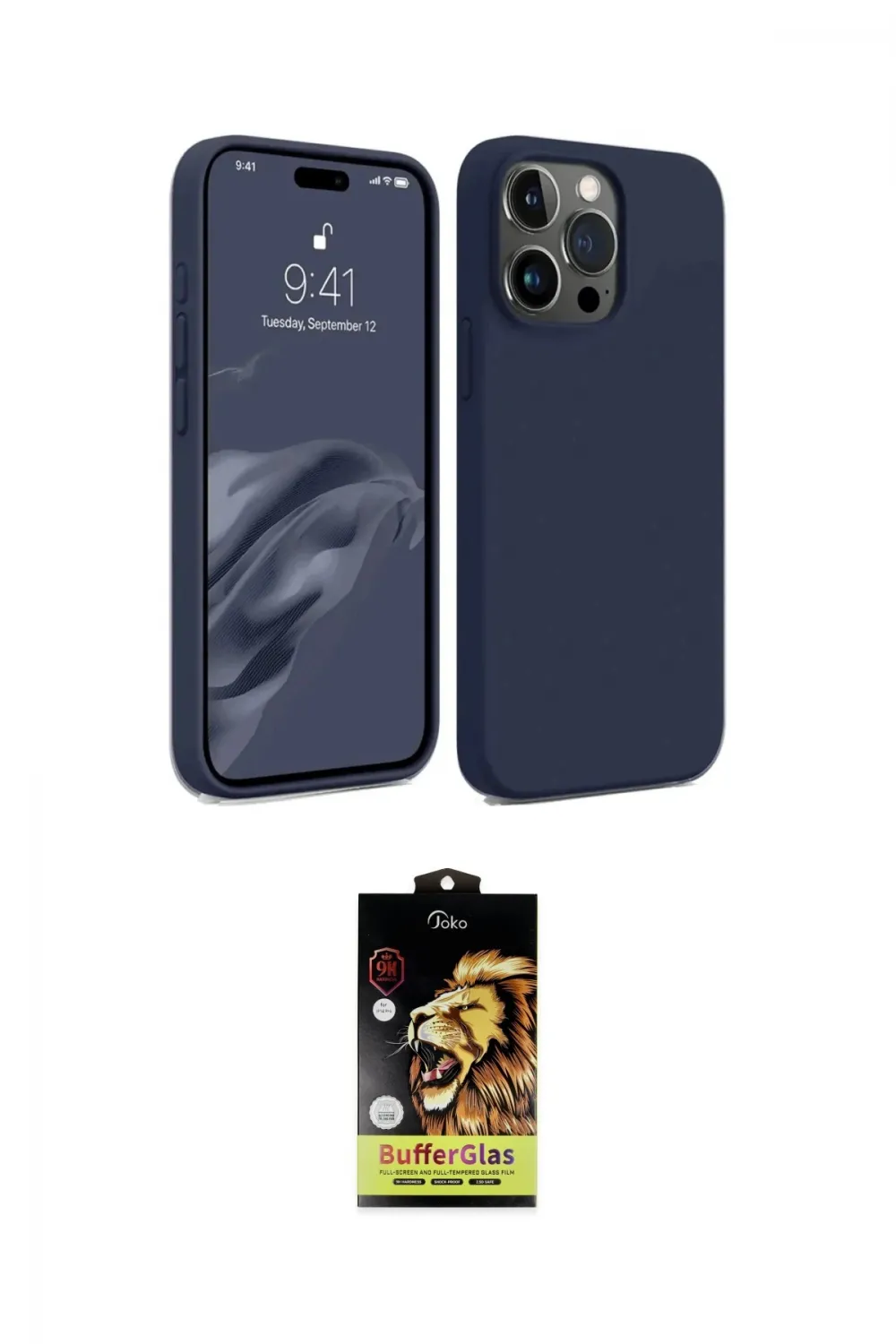 ieg™ iPhone 15 Pro Kılıf Kozmos Yansıma Özel Seri - Siyah Buffer Cam Ekran Koruyucu