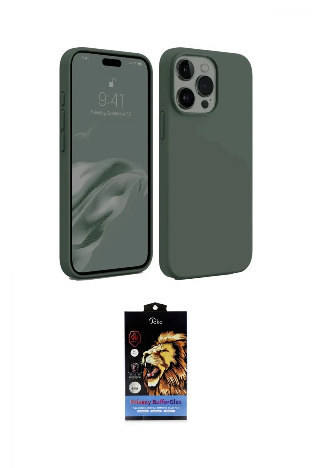ieg™ iPhone 15 Pro Kılıf Kozmos Yansıma Özel Seri - Siyah Buffer Hayalet Cam Ekran Koruyucu