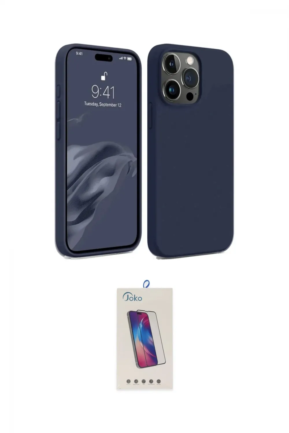 ieg™ iPhone 15 Pro Kılıf Kozmos Yansıma Özel Seri - Siyah Joko 5D Cam