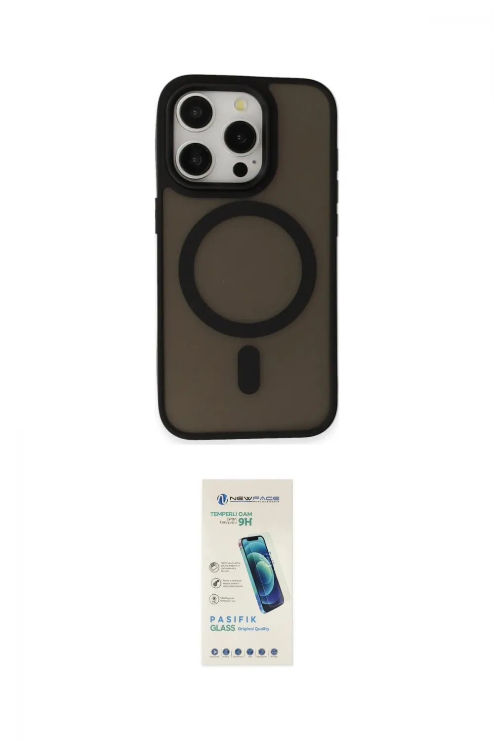 ieg™ iPhone 15 Pro Kılıf Kutup Serisi - Şeffaf Pasifik Cam Ekran Koruyucu