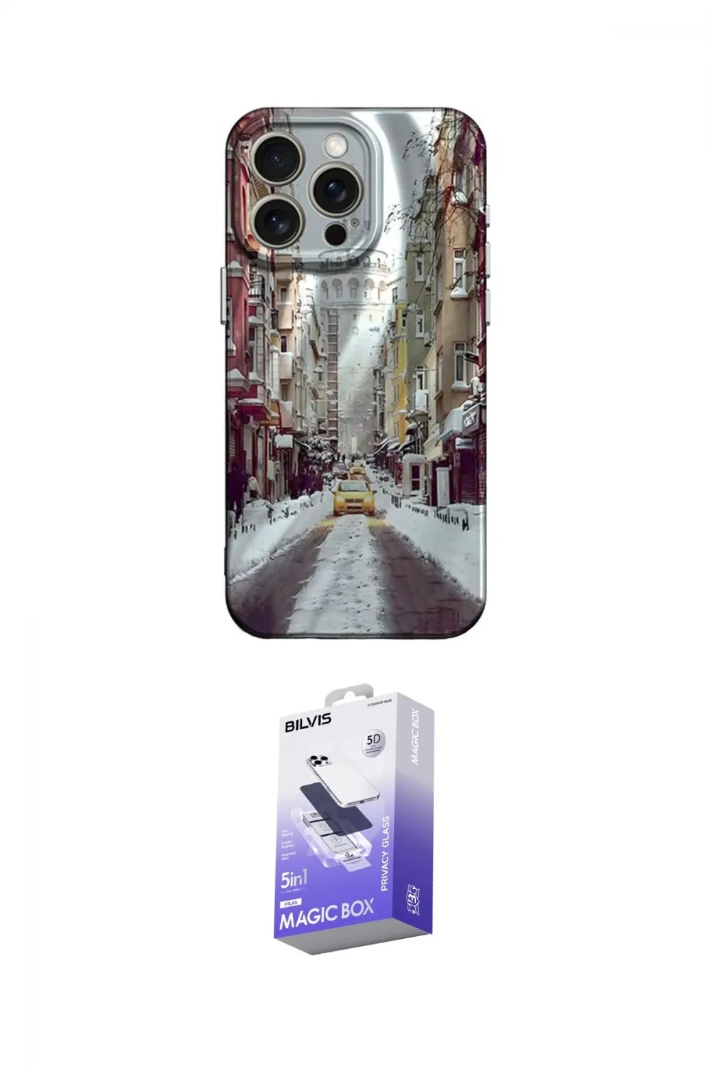 ieg™ iPhone 15 Pro Kılıf Nova Doku Prime - Siyah Bilvis 5in1 5D Magic Hayalet Cam Ekran Koruyucu