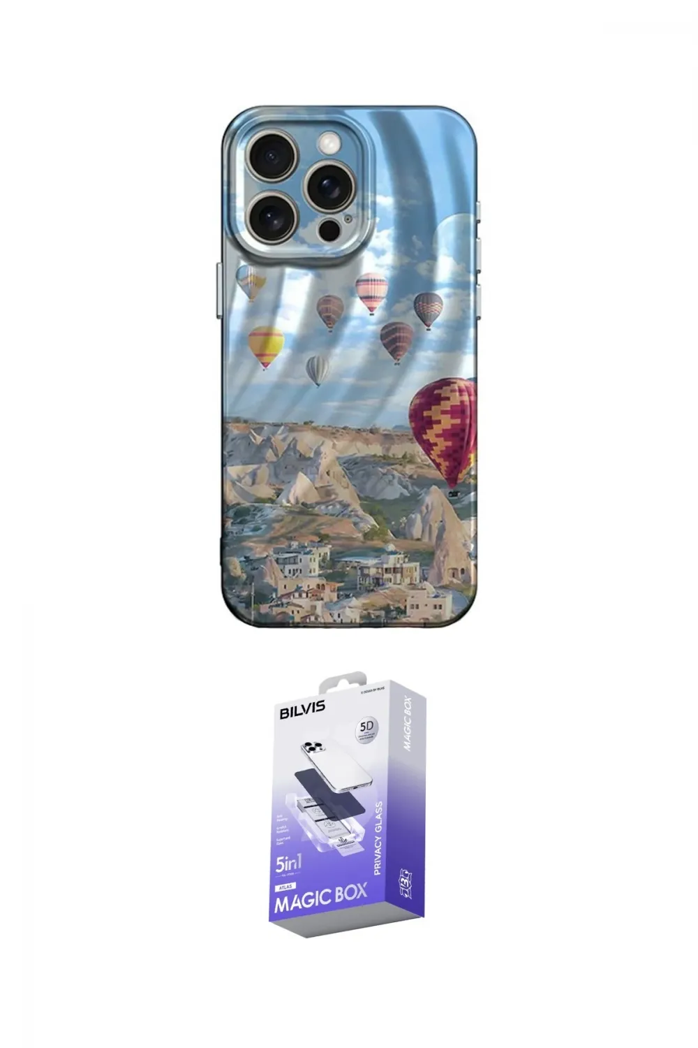 ieg™ iPhone 15 Pro Kılıf Nova Doku Prime - Siyah Bilvis 5in1 5D Magic Hayalet Cam Ekran Koruyucu