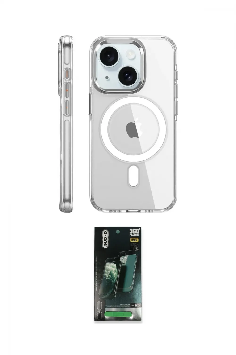 ieg™ iPhone 15 Pro Kılıf Nova Doku - Şeffaf 360 Full Body Arka Koruyucu