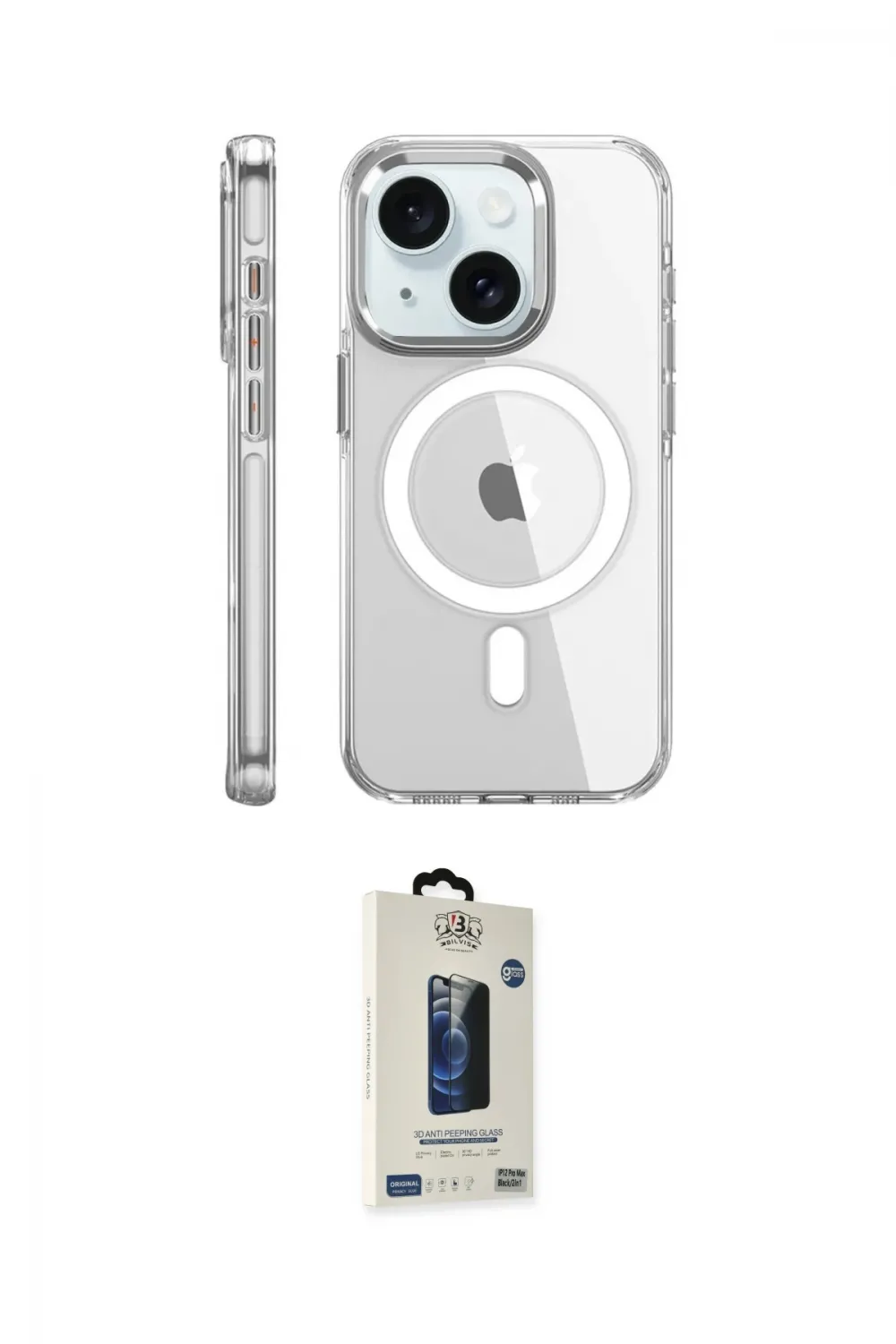 ieg™ iPhone 15 Pro Kılıf Nova Doku - Siyah Bilvis Hayalet Cam Ekran Koruyucu