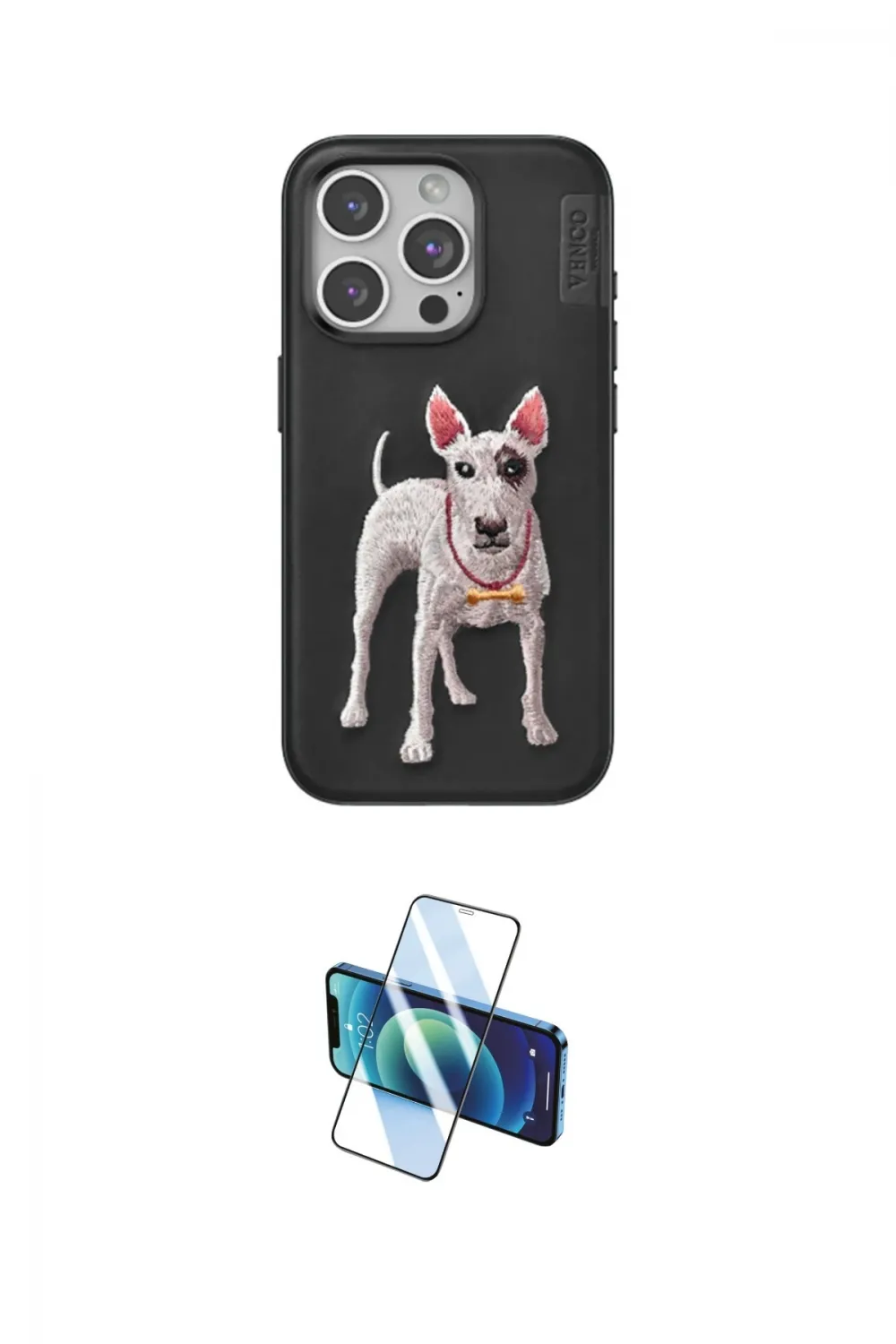 ieg™ iPhone 15 Pro Kılıf Nova Form Koleksiyonu - Siyah 3D Antistatik Cam Ekran Koruyucu