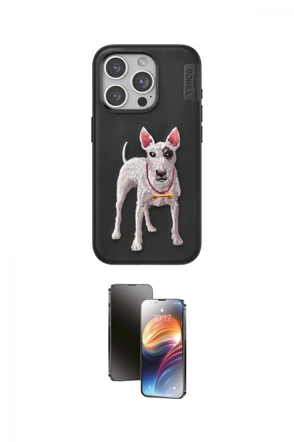 ieg™ iPhone 15 Pro Kılıf Nova Form Koleksiyonu - Siyah 3D Antistatik Mat Seramik Nano Ekran Koruyucu