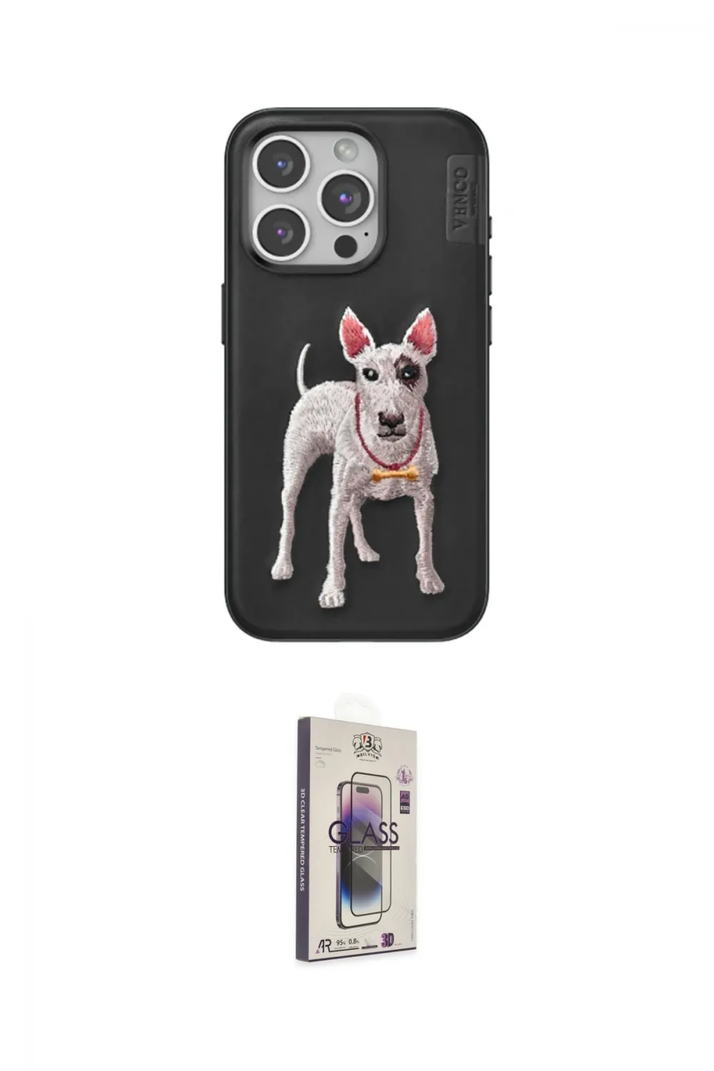 ieg™ iPhone 15 Pro Kılıf Nova Form Koleksiyonu - Siyah Bilvis 3D Cam Ekran Koruyucu