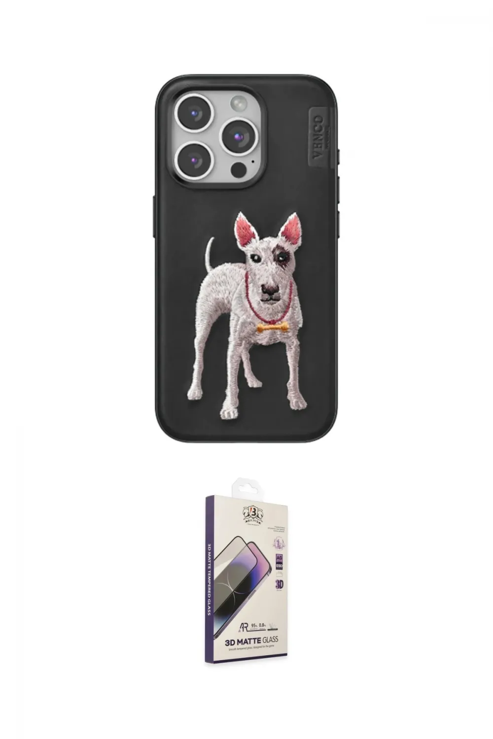 ieg™ iPhone 15 Pro Kılıf Nova Form Koleksiyonu - Siyah Bilvis 3D Mat Cam Ekran Koruyucu