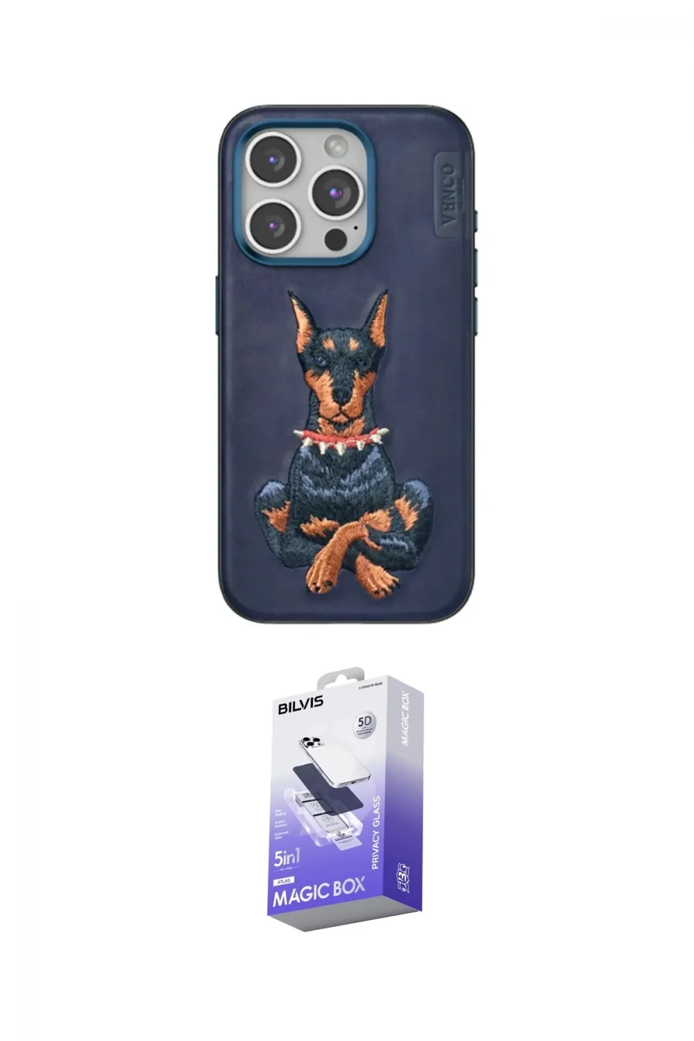 ieg™ iPhone 15 Pro Kılıf Nova Form Koleksiyonu - Siyah Bilvis 5in1 5D Magic Hayalet Cam Ekran Koruyucu