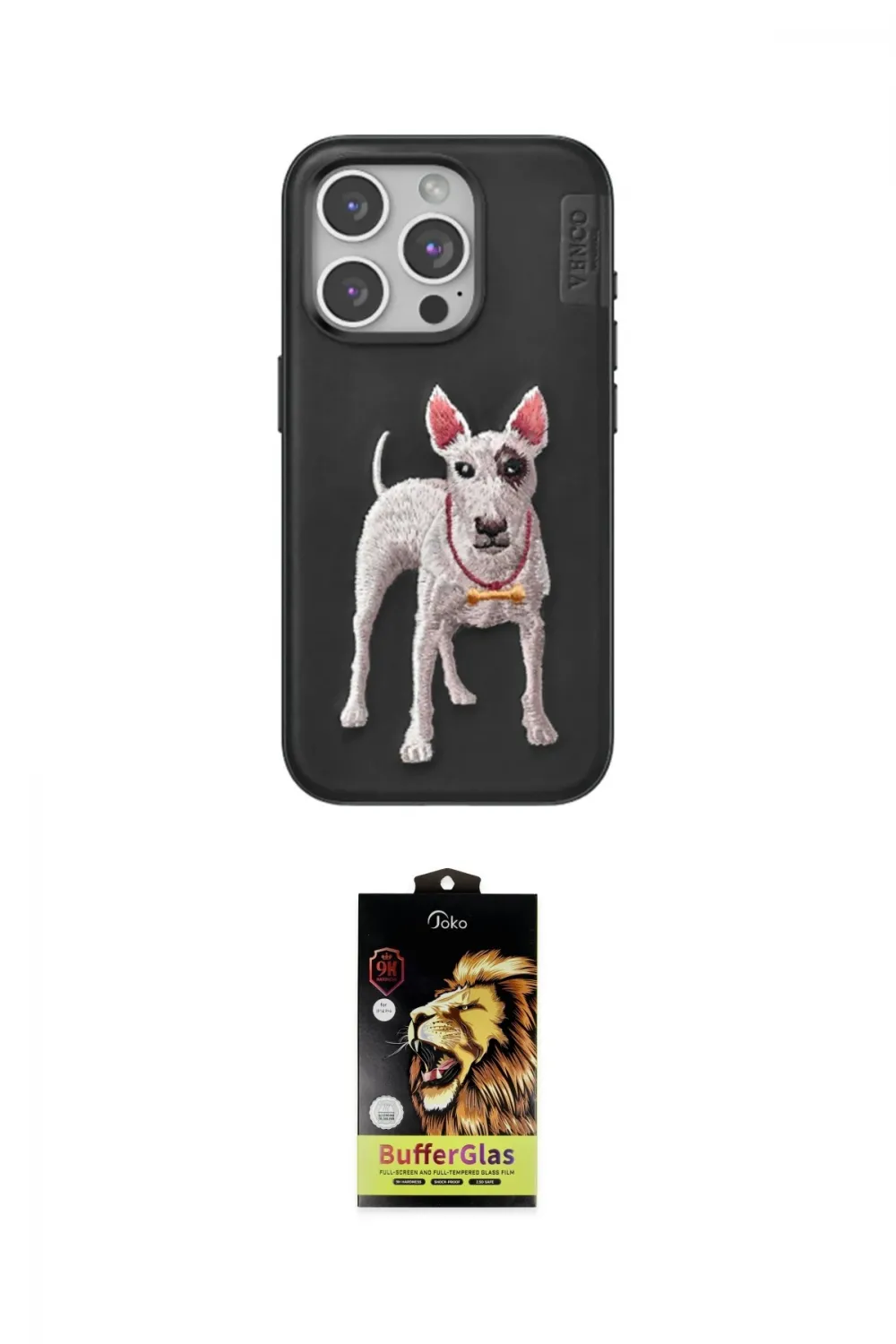ieg™ iPhone 15 Pro Kılıf Nova Form Koleksiyonu - Siyah Buffer Cam Ekran Koruyucu