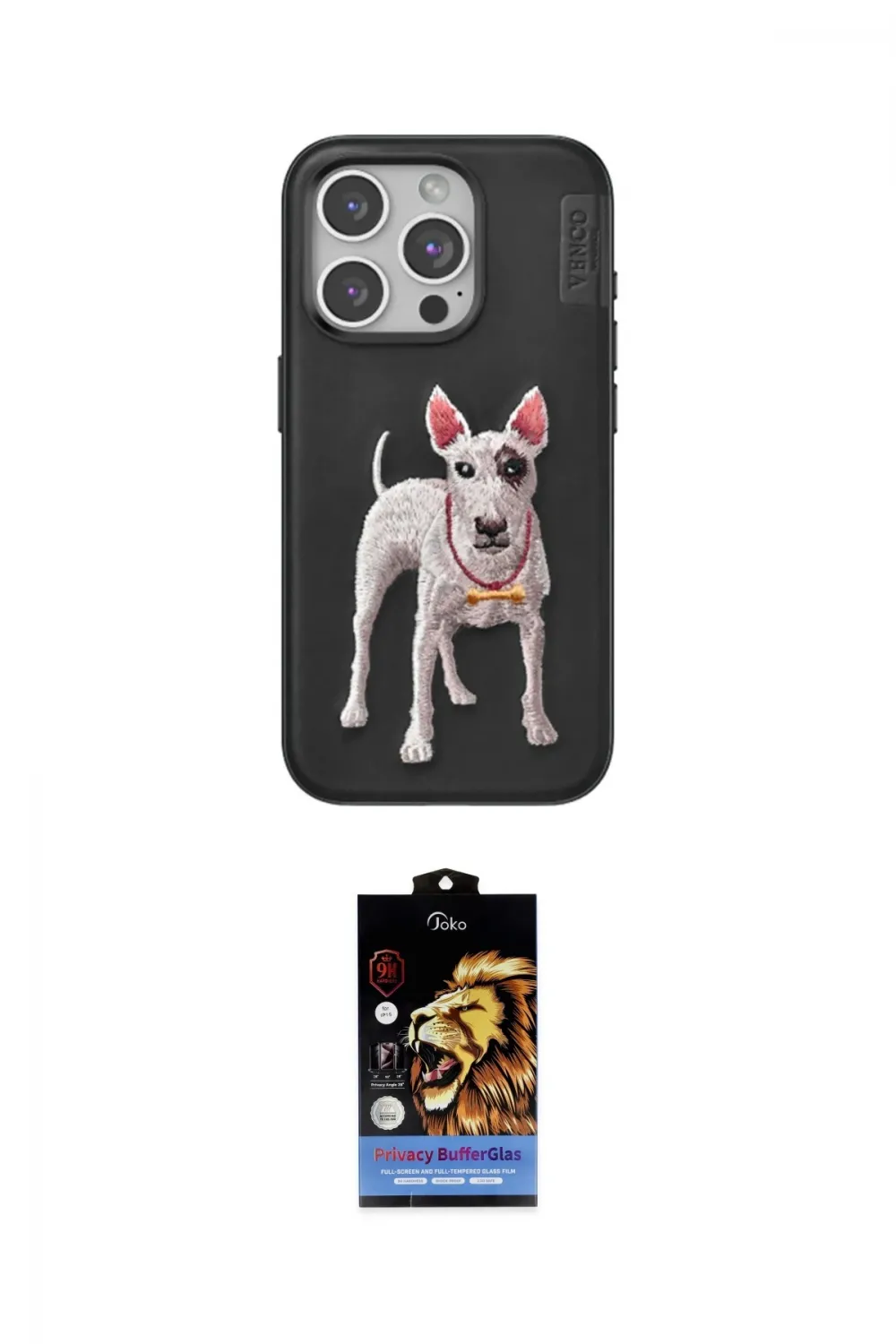 ieg™ iPhone 15 Pro Kılıf Nova Form Koleksiyonu - Siyah Buffer Hayalet Cam Ekran Koruyucu