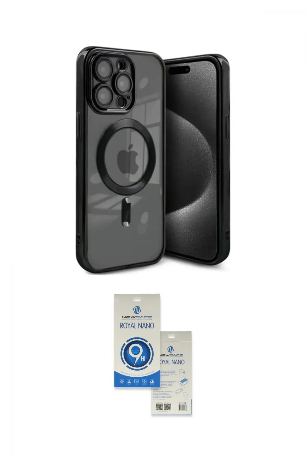 ieg™ iPhone 15 Pro Kılıf Nova Işık Özel Seri - Şeffaf Royal Nano Ekran Koruyucu