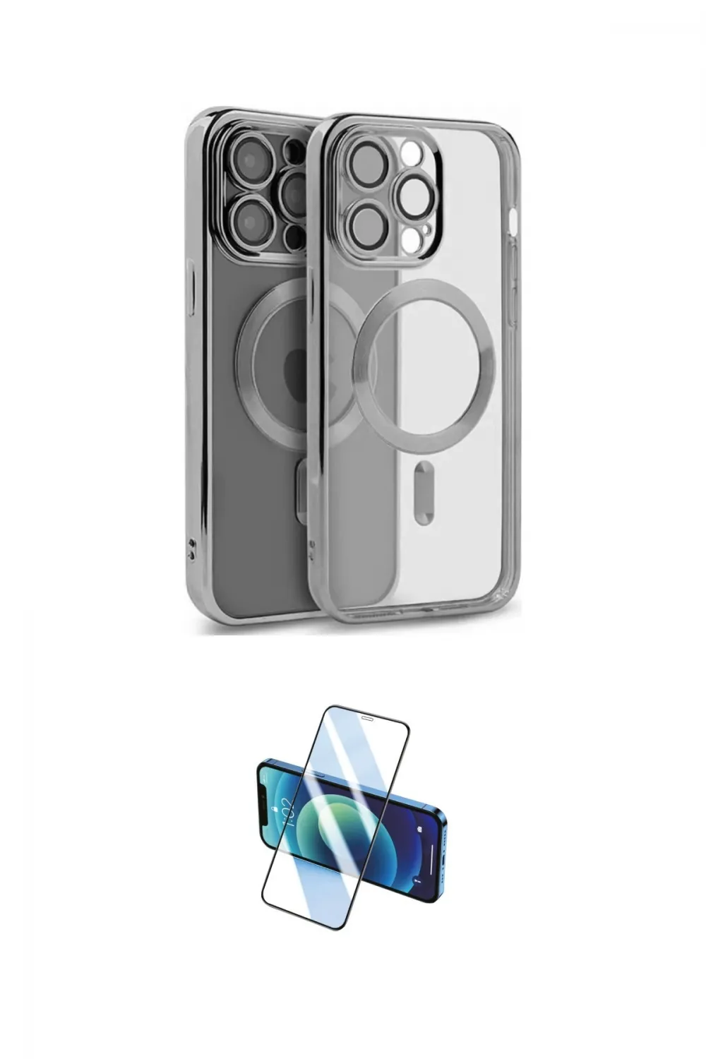 ieg™ iPhone 15 Pro Kılıf Nova Işık Özel Seri - Siyah 3D Antistatik Cam Ekran Koruyucu