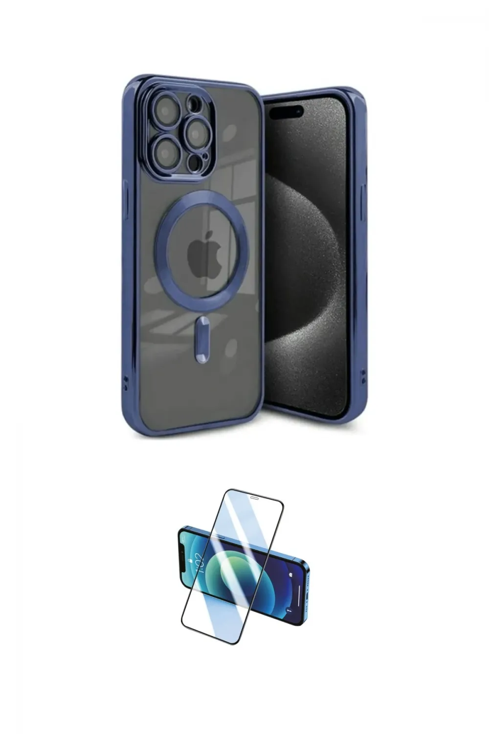 ieg™ iPhone 15 Pro Kılıf Nova Işık Özel Seri - Siyah 3D Antistatik Cam Ekran Koruyucu